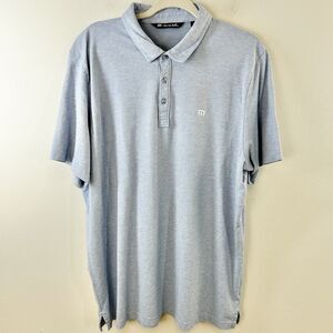 Travis Mathew Shirt Mens XXL‎ Polo Golf Short Sleeve Light Blue Performance